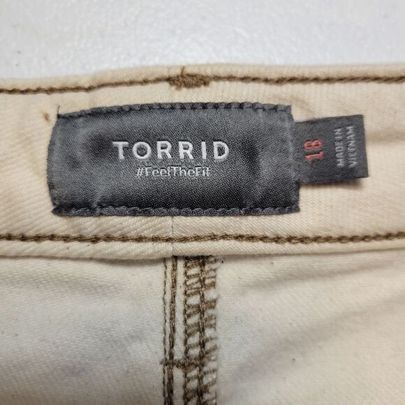 Torrid Denim Jean Beige Neutral Mini Skirt Button Fly Women's Plus Size 18 - Picture 7 of 9